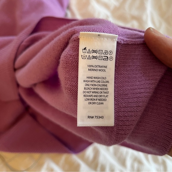 Rachel Zoe Sweater Lilac Extra Fine Merino Wool Puff Short Sleeved - Picture 2 of 4